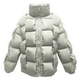thumbnail image 1 of Oplxuo Men's 3D Woven Puffy Puffer Jackets - Stand Collar Windbreaker Lightweight Quilted Insulated Winter Down Coats, 1 of 3