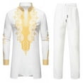 thumbnail image 1 of Oplxuo Men's African Suits Long Sleeve Ethnic Style Graphic Printed Dashiki Shirt and Pants Traditional 2 Piece Outfits, 1 of 1