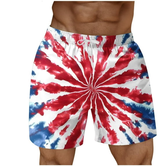 Oplxuo Men's American Flag Swim Trunks USA 4th of July Patriotic Board Shorts Quick Dry Beach Shorts