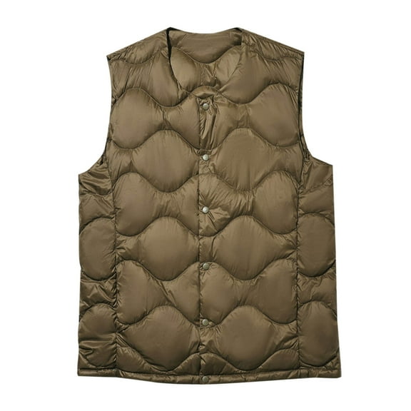 Oplxuo Men's Button Down Puffer Vest Lightweight Quilted Winter Warm Sleeveless Padded Down Outerwear Jackets