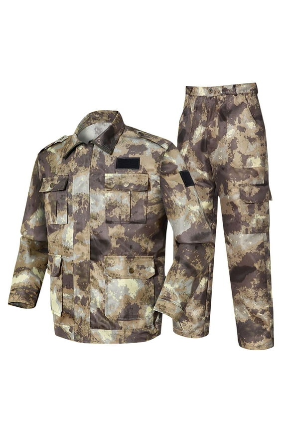 Men's Camouflage Hunting Tracksuits Outdoor Hunting Uniform Full Zip Sweatsuits Jacket and Pants Set 2 Piece Outfits