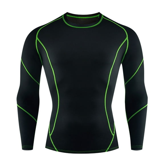 Oplxuo Men's Compression Shirts Fitted Crewneck Long Sleeve UPF SPF Rash Guard Workout Base Layer Undershirt Gear