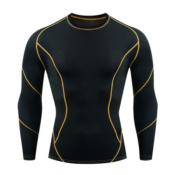 Oplxuo Men's Compression Shirts Fitted Crewneck Long Sleeve UPF SPF Rash Guard Workout Base Layer Undershirt Gear
