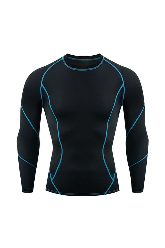 Men's Compression Shirts Fitted Crewneck Long Sleeve UPF SPF Rash Guard Workout Base Layer Undershirt Gear