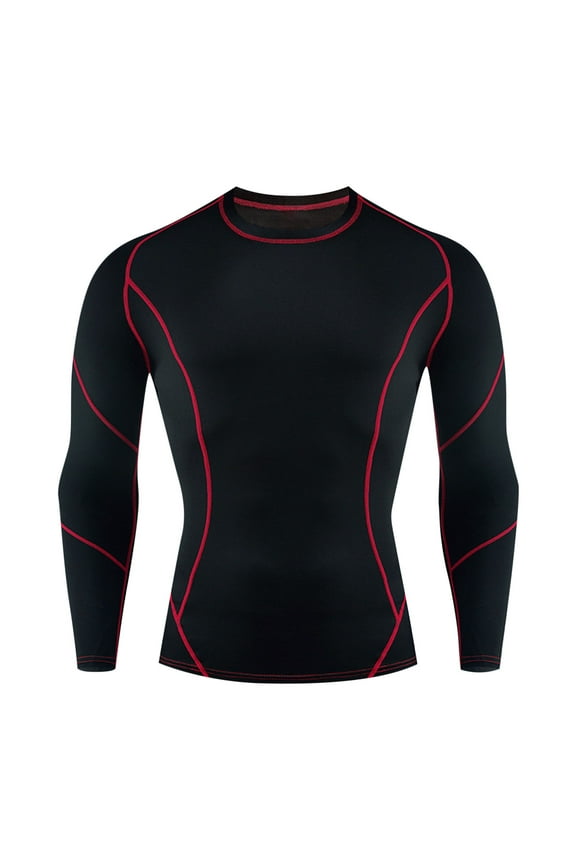 Men's Compression Shirts Fitted Crewneck Long Sleeve UPF SPF Rash Guard Workout Base Layer Undershirt Gear