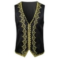 thumbnail image 1 of Oplxuo Men's Floral Embroidery Suit Vest Gothic V Neck Medieval Waistcoat Formal Business Slim Fit Sleeveless Tuxedo Jacket, 1 of 1