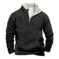 thumbnail image 1 of Oplxuo Men's Half Zip Fleece Lined Stand Collar Sweatshirt Vintage Color Block Long Sleeve Pullovers Outwear with Pocket, 1 of 3