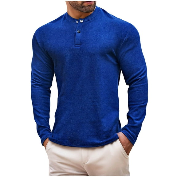 Oplxuo Men's Henley Shirts Long Sleeve Casual Lightweight Pullover Shirts Fashion Slim Fit Button T-Shirts