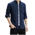 thumbnail image 1 of Oplxuo Men's Linen Dress Shirts Lightweight Loose Button Down Long Sleeve Casual Solid Business Work Shirts, 1 of 6