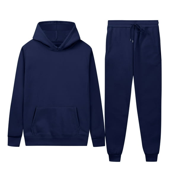 Oplxuo Men's Plain Tracksuits Pullover Hoodie Sweatshirt with Jogger Pants Athletic Sports 2 Piece Sweatsuits with Pockets