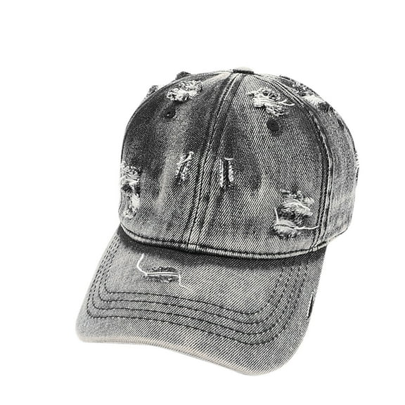 Oplxuo Men's Ripped Distressed Denim Ballcap Vintage Washed Adjustable Classic Low Profile Unconstructed Plain Dad Cap