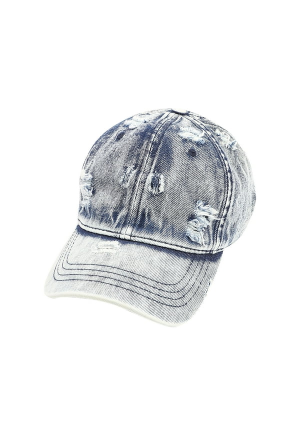 Men's Ripped Distressed Denim Ballcap Vintage Washed Adjustable Classic Low Profile Unconstructed Plain Dad Cap