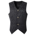 thumbnail image 1 of Oplxuo Men's Shiny Paisley Suit Vest Gothic V Neck Medieval Waistcoat Formal Business Slim Fit Sleeveless Tuxedo Jacket, 1 of 1