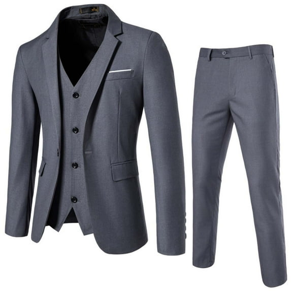 Oplxuo Men's Slim Fit One Button Suit Blazer Jacket & Single Breasted Vest & Dress Pants 3 Piece Business Wedding Tuxedo