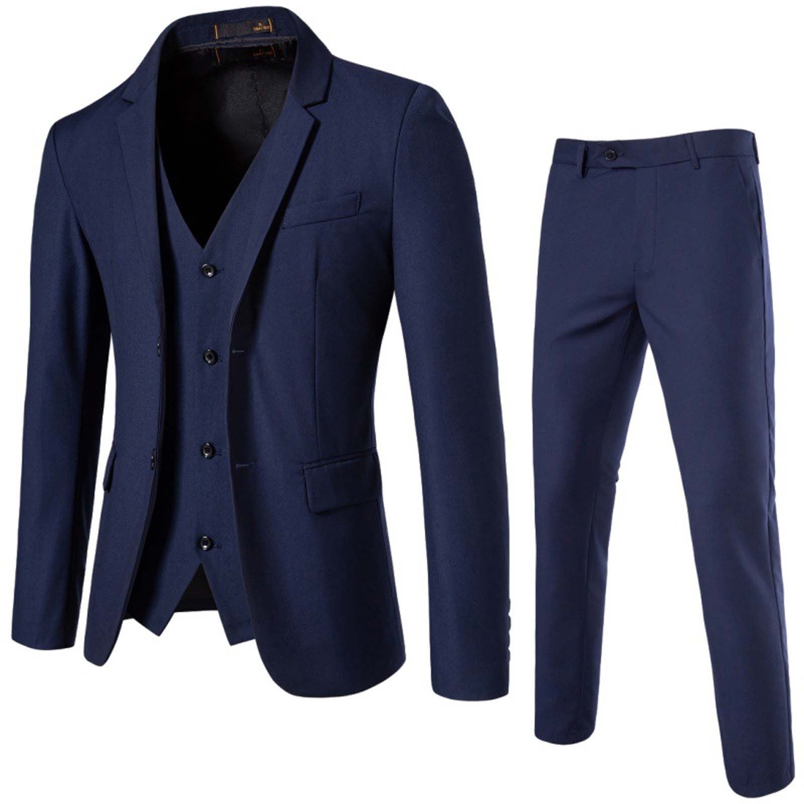 Letuwj Mens One-Button Blazer Slim Fit Business Suit
