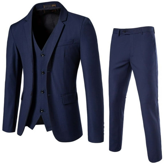 Oplxuo Men's Suits Slim Fit One Button Suit Blazer Jacket & Single Breasted Vest & Dress Pants 3 Piece Business Tuxedo
