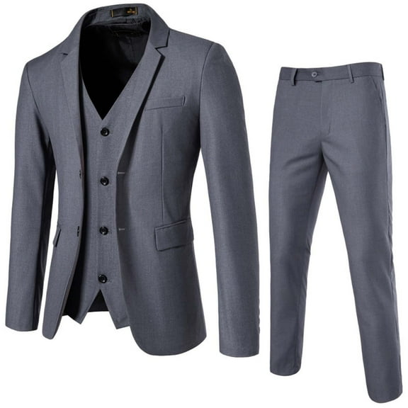 Oplxuo Men's Suits Slim Fit One Button Suit Blazer Jacket & Single Breasted Vest & Dress Pants 3 Piece Business Tuxedo