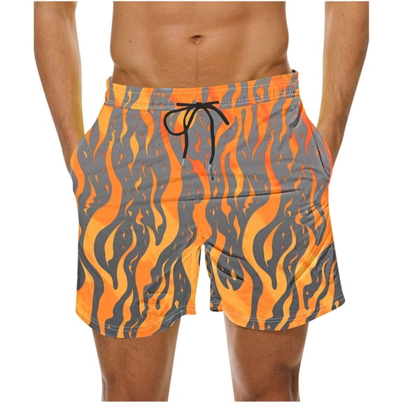 Oplxuo Men's Summer Beach Hawaii Shorts Lightweight Elastic Waist Drawstring Casual Shorts