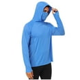 thumbnail image 1 of Oplxuo Men's UPF 50+ Sun Protection Hooded Shirt with Integrated Face Cover Long Sleeve Lightweight Rash Guard Shirts, 1 of 3