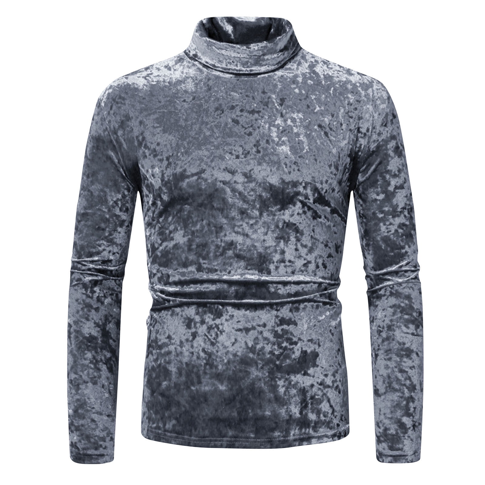 Oplxuo Men's Velvet Long Sleeve T Shirts Stylish Turtleneck Slim