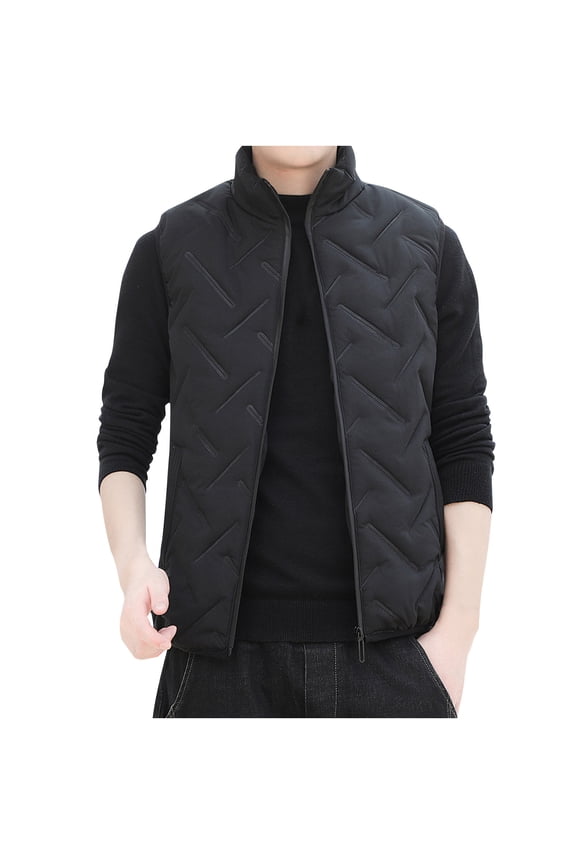 Men's Zip Up Padded Puffer Vest Winter Warm Quilted Stand Collar Sleeveless Outerwear Jackets with Pockets