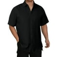 thumbnail image 1 of Oplxuo Mens Casual Short Sleeve T Shirts Summer Beach Shirt Button Down Textured Tshirts Vacation Hawaiian Shirts, 1 of 5
