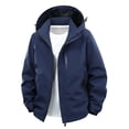 thumbnail image 1 of Oplxuo Mens Lightweight Waterproof Rain Jacket Soft Shell Outdoor Hooded Raincoat Windbreaker Hooded Fishing Hiking Jacket, 1 of 7