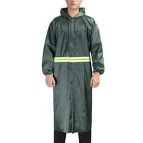 Oplxuo Mens Long Safety Rain Coats with Reflective Stripes Waterproof Packable Rain Jacket with Hood Reusable