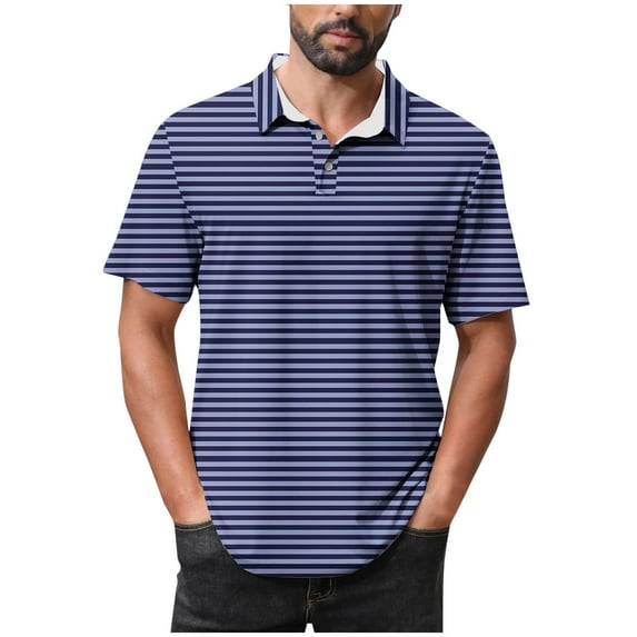 Oplxuo Mens Performance Moisture Wicking Golf Polo Shirt,Mens Business Casual Printed Short Sleeve Polo Shirts