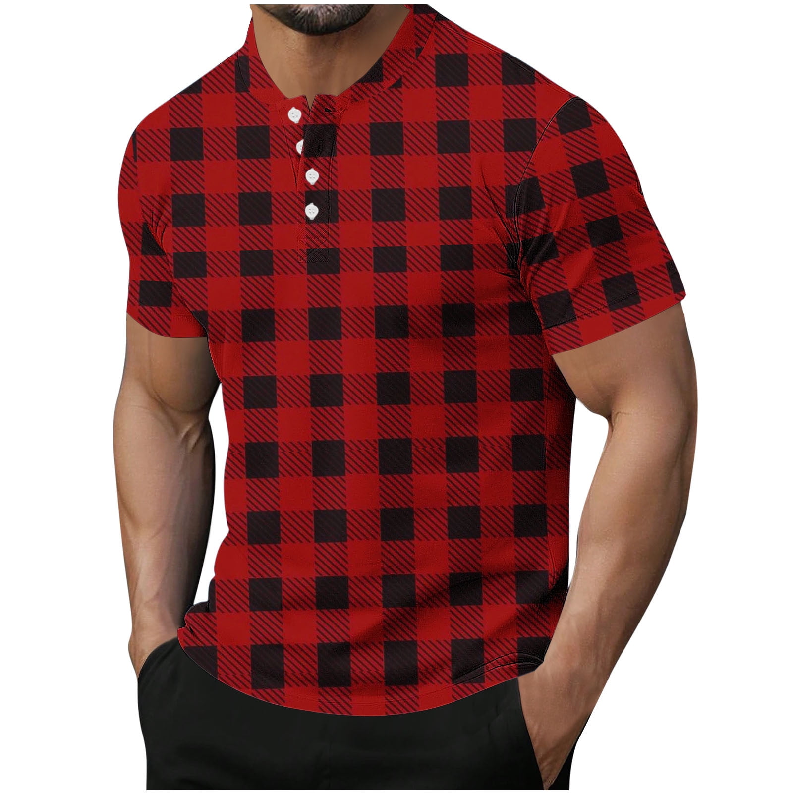 Oplxuo Mens Plaid Summer Shirts Casual Button Down Short Sleeve Beach ...