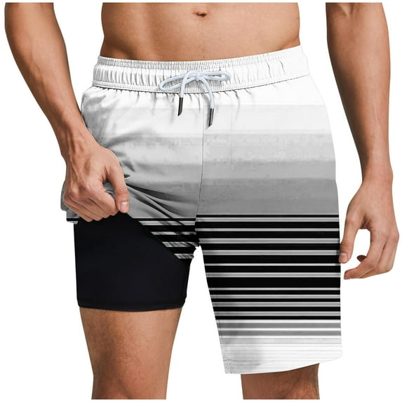 Oplxuo Mens Swim Trunks Quick Dry Compression Liner 2 in 1 Shorts Men Swimsuit