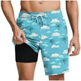 thumbnail image 1 of Oplxuo Mens Swim Trunks with Compression Liner Inseam Quick Dry Bathing Suit Lightweight Swimming Shorts, 1 of 5