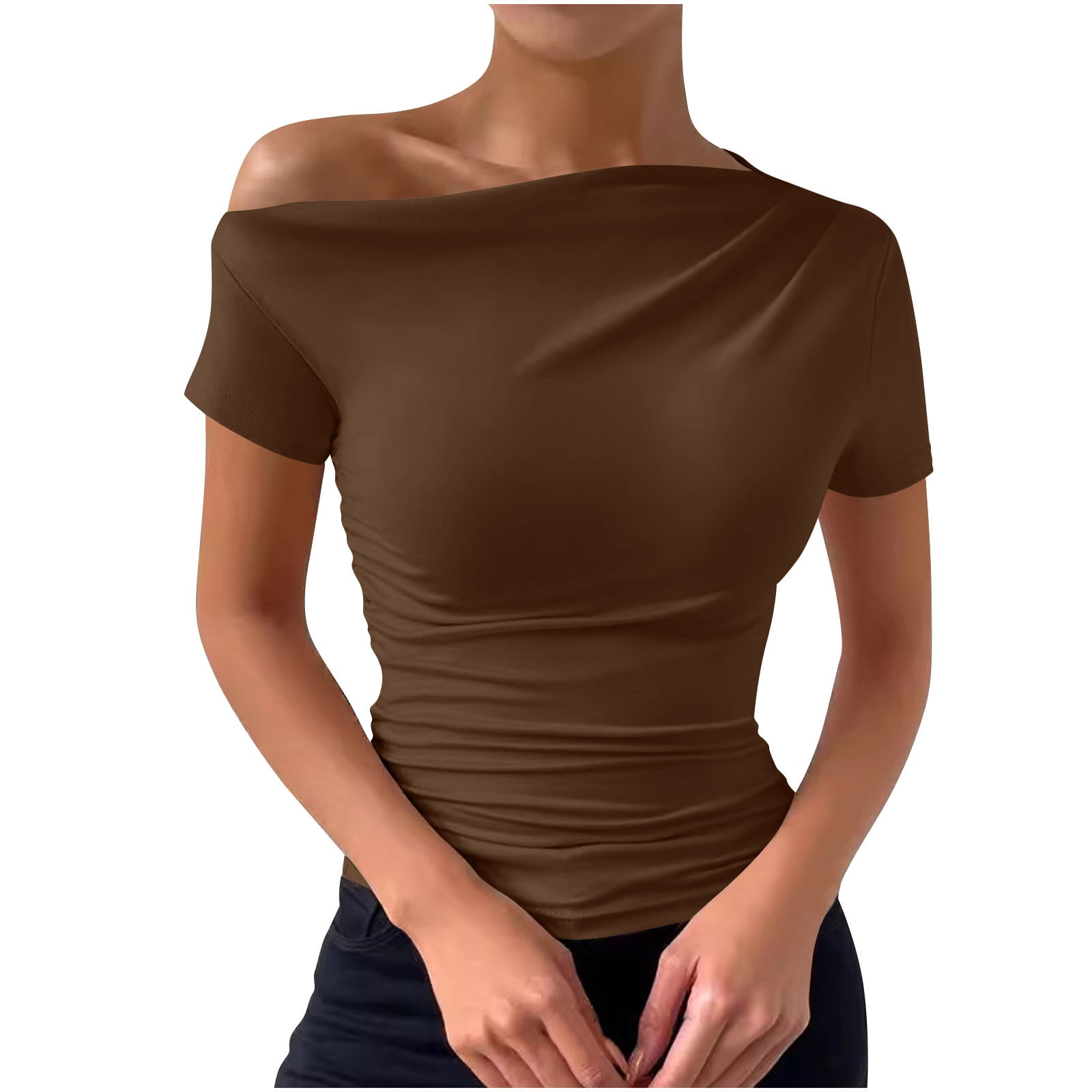 Oplxuo Off Shoulder Tops for Women Dressy Blouse Casual Short/Long