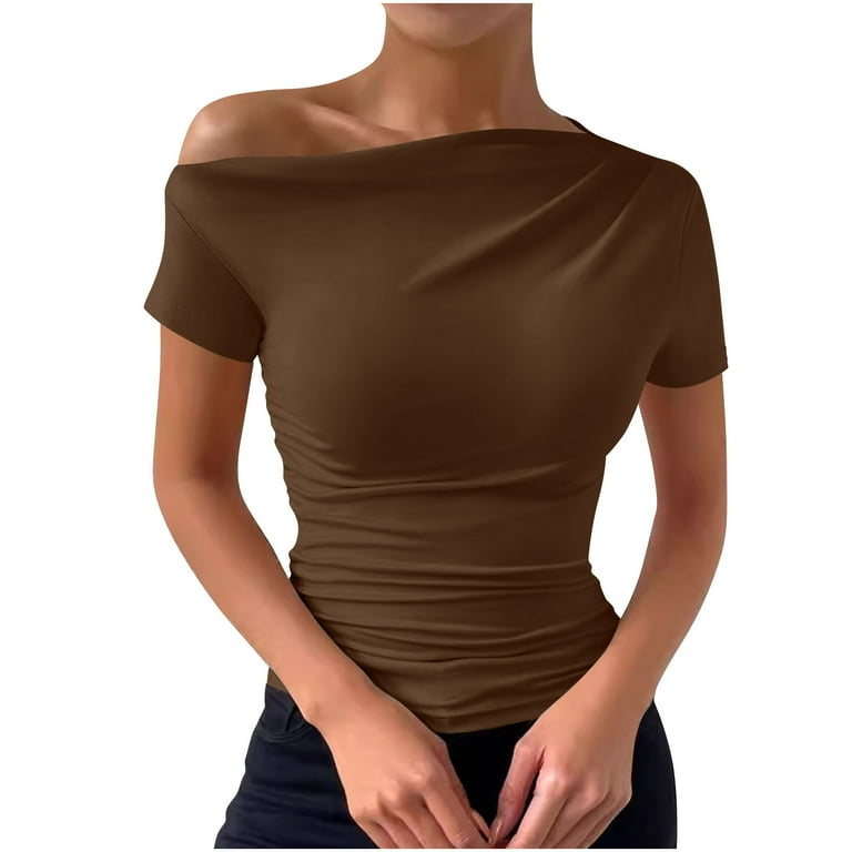 Oplxuo Off Shoulder Tops for Women Dressy Blouse Casual Short/Long