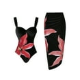 thumbnail image 1 of Oplxuo One Piece Bathing Suits for Women Floral Printed Push Up Swimsuit with Coverups Wrap Skirt 2 Piece Swimwear, 1 of 5
