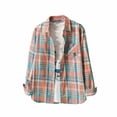 thumbnail image 1 of Oplxuo Plaid Flannel Shirts for Women Loose Fit Boyfriend Button Down Shirt Long Sleeve Casual Flannel Blouse Tops, 1 of 3