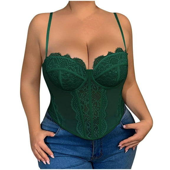 Oplxuo Plus-Size Lace Bustier Corset Tops for Women - Sexy Going Out Party Club Top with Buckle