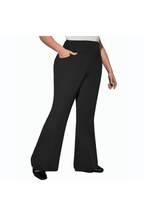 Plus Size Pants for Women Long Flared Pants Oversized Boot Cut Leggings Tummy Control Bell-Bottoms Basic Tight