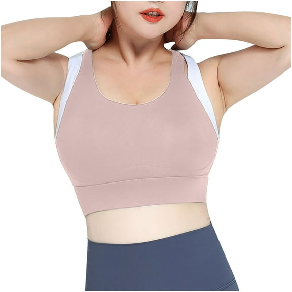 Oplxuo Plus Size Sports Bras for Women Colorblock High Support Sleeveless Yoga Tank Tops Fitness Workout Running Crop Tops