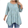 thumbnail image 1 of Oplxuo Plus Size Tops for Women 3/4 Sleeve Shirts Tunic Tops to Wear with Leggings Loose Fit Summer Fall Clothes, 1 of 4