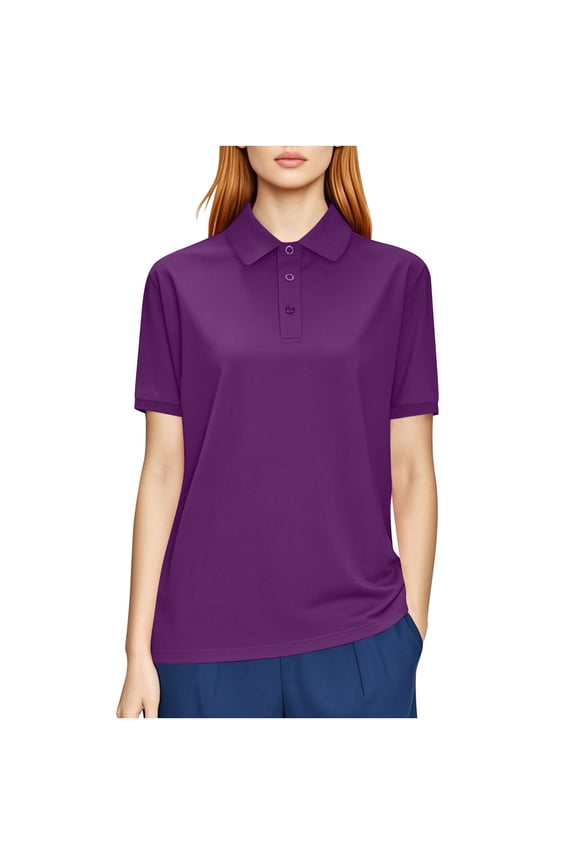 Polo Shirts for Women Short Sleeve 3 Button Collared Golf Tee Cotton Business Casual Summer Work Tops