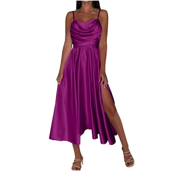 Oplxuo Prom Dresses for Women Party Off The Shoulder Dress Slip Satin Modest Dresses Evening Gowns