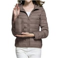 thumbnail image 1 of Oplxuo Puffer Jacket Women Casual Feather Lightweight Down Jackets Packable Solid Color Puffer Coats With Storage Bag Winter, 1 of 7