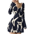thumbnail image 1 of Oplxuo Ribbed Knit Sweater Dresses for Women Fashion Long Sleeve Printed Mini Dress Casual A-Line Short Dresses, 1 of 4