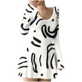 thumbnail image 1 of Oplxuo Ribbed Knit Sweater Dresses for Women Fashion Long Sleeve Printed Mini Dress Casual A-Line Short Dresses, 1 of 4