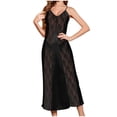 thumbnail image 1 of Oplxuo Satin Silk Nightgown for Women Summer Sexy Lace Patchwork Sheer See Throught Spaghetti Straps V Neck Sleepwear Dress, 1 of 5