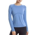 thumbnail image 1 of Oplxuo Seamless Workout Shirts for Women Long Sleeve Yoga Tops Sports Running Shirt Breathable Athletic Top Slim Fit, 1 of 4