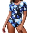 thumbnail image 1 of Oplxuo Short Sleeve Rash Guard for Women Tie Dye One Piece Swimsuit with Built in Bra Athletic Surfing Bathing Suit, 1 of 4