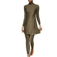thumbnail image 1 of Oplxuo Slit Muslim Swimsuit for Women Rash Guard Set Long Sleeve Modest Swimwear with Long Pants Bottom Surfing Bathing Suit, 1 of 6