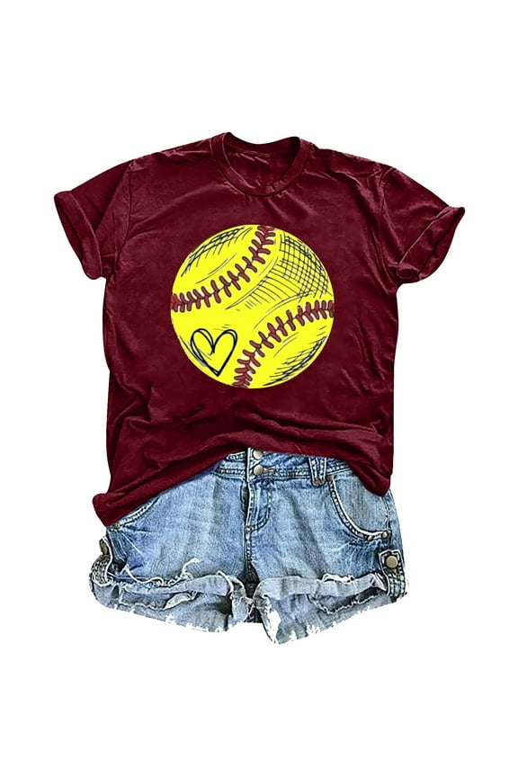 Softball MOM I Love Softball T-Shirt Tank Top for Women Funny Letter Print Game Day Pattern Shirt Casual Life Top